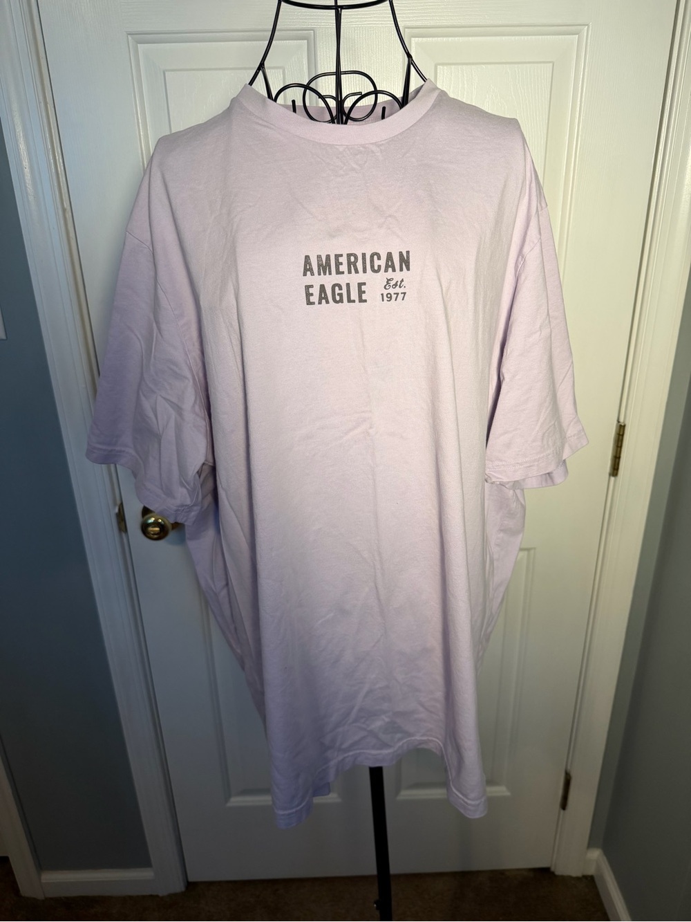 American Eagle Outfitters Light Lavender Short Sleeve Logo Tee